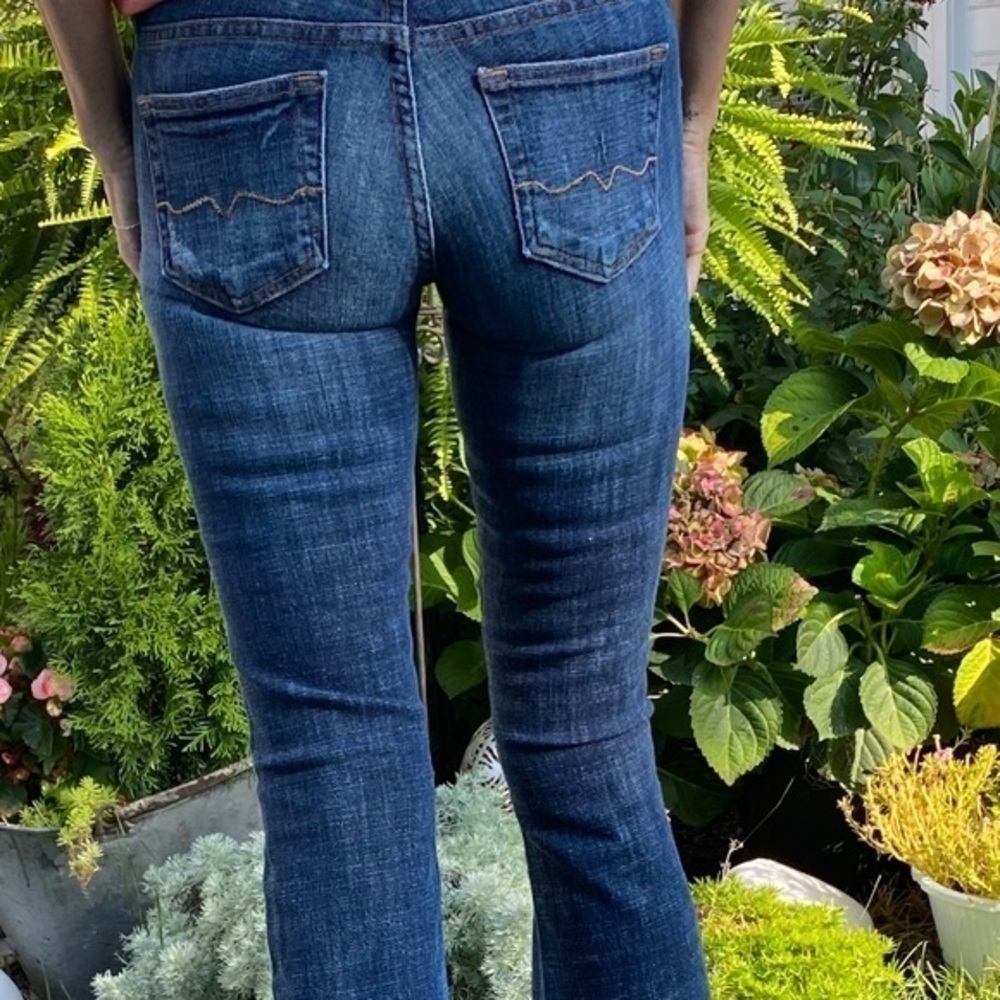 Red Engine Boot Cut Slightly Distressed Jeans - image 3